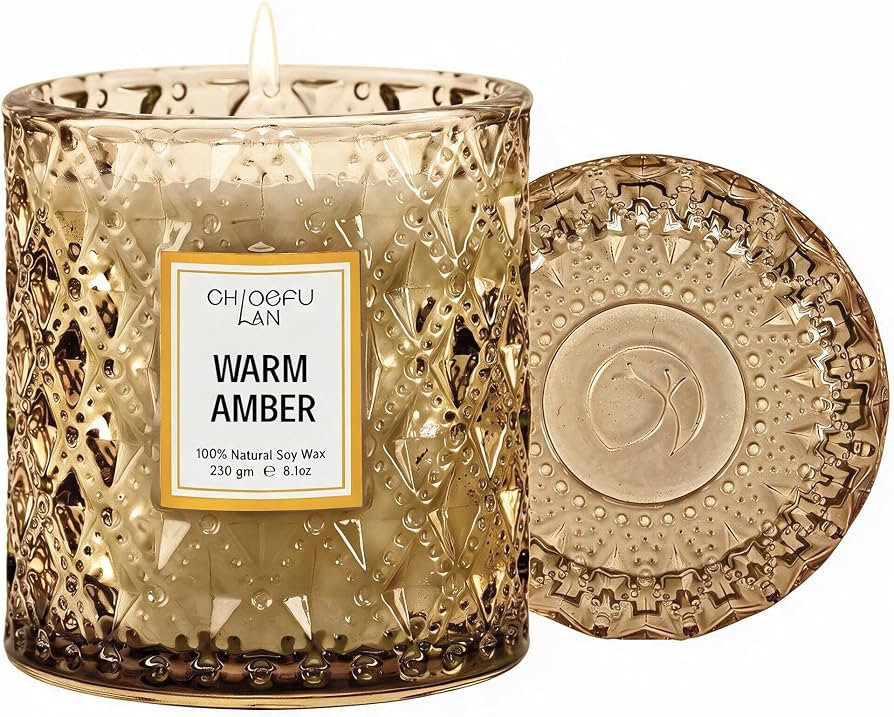 Chloefu LAN Amber Candles, Luxury Candle for Home Scented, Long Burning Time, Holiday Gifts, All ... | Amazon (US)