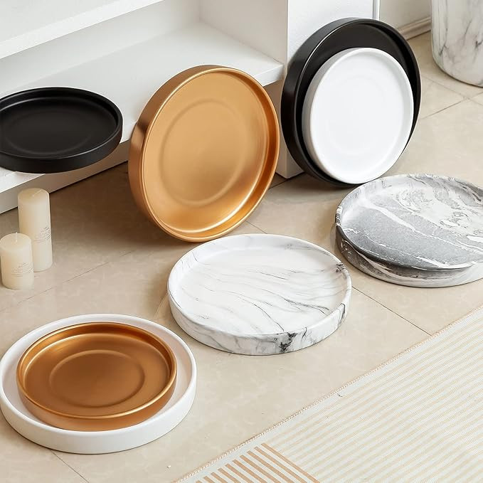 12 Inch Ceramic Saucer - Ceramic Drainage Tray for Plant Pot (Matte Black) | Amazon (US)