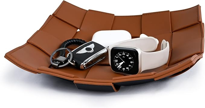 Valet Tray PU Leather Key Holder Bowl for Men Entryway Table Nightstand Desk Tray for Wallet, Key... | Amazon (US)