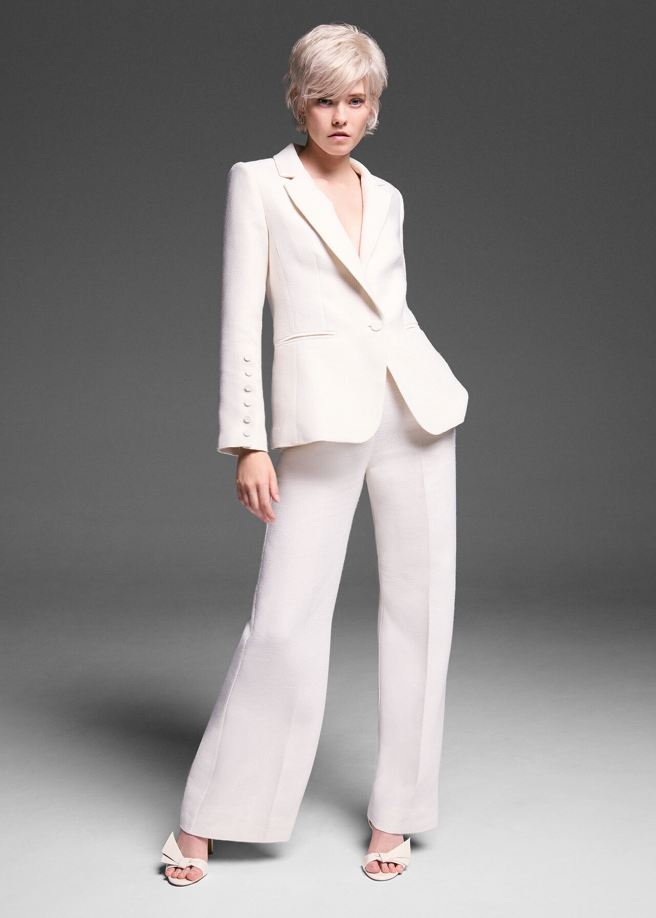 Bridgette Cream Textured Wide Leg Trousers | Phase Eight UK | | Phase Eight (UK)