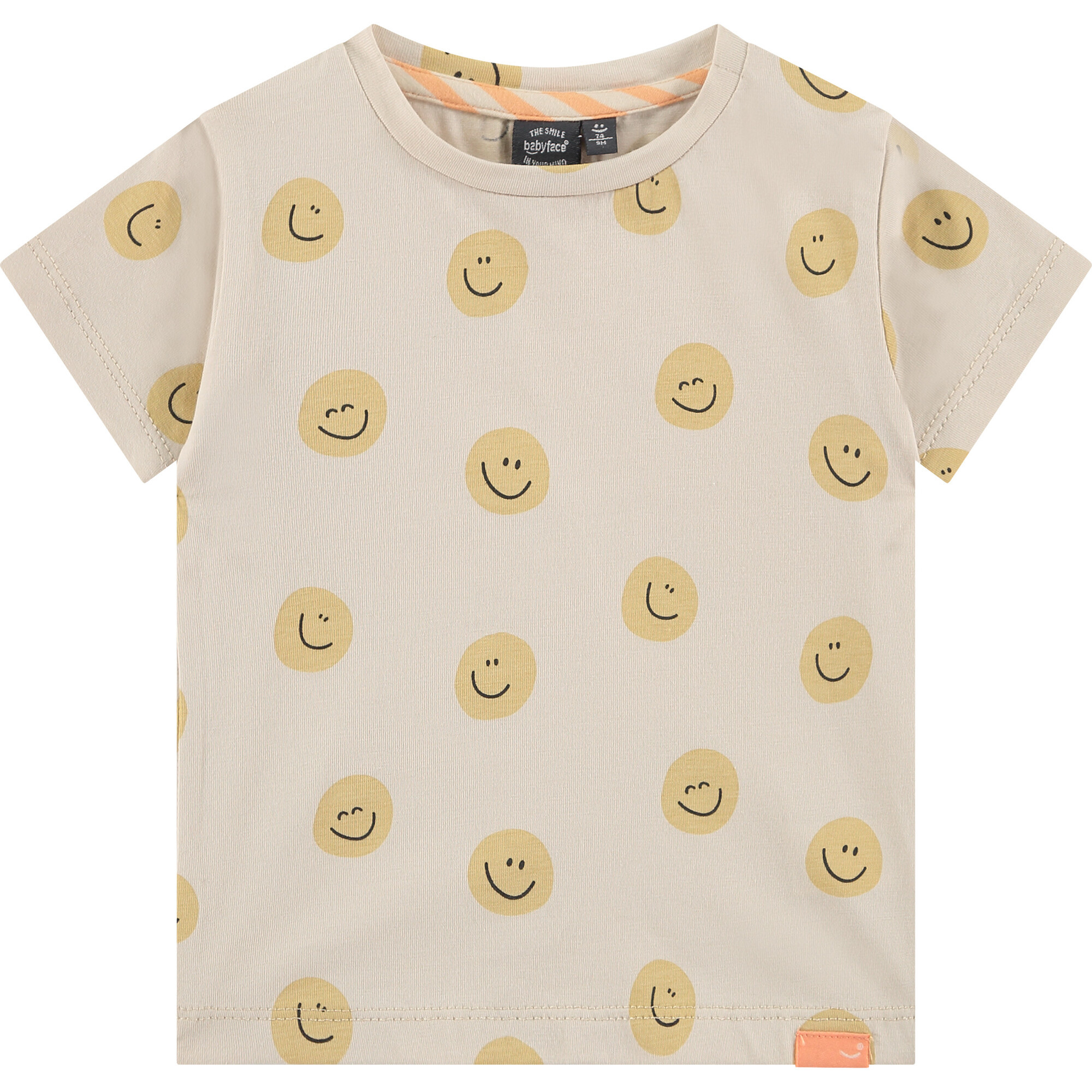 All Over Smiley Face Graphic Print T-Shirt, Chalk | Maisonette
