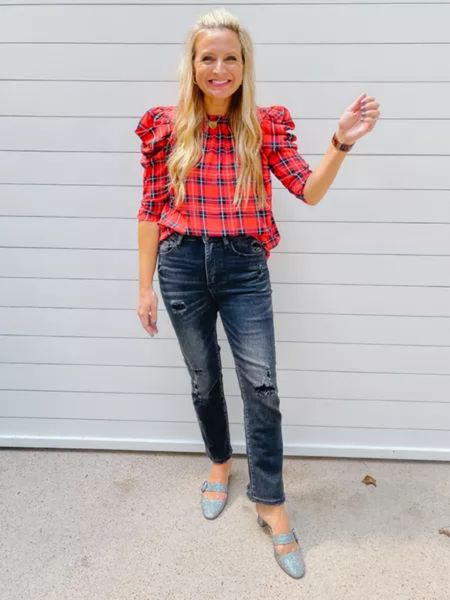 This Social Thread outfit is so fall! Black rise Jeans are very comfortable and run a little larger because of the stretch. I’m wearing a 26. And I love the plaid ruffle sleeves on this shirt!

#LTKcurves #LTKstyletip #LTKSeasonal
