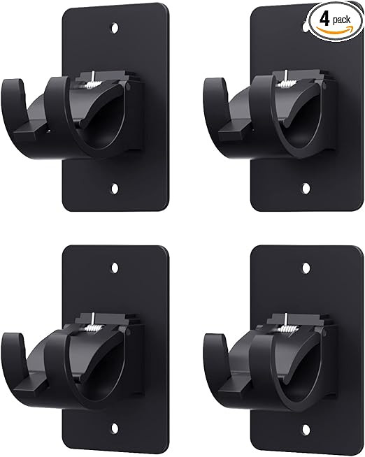 4 Pieces Self Adhesive Curtain Rod Bracket, Universal Plastic Curtain Rod Holders, No Drill Curta... | Amazon (US)