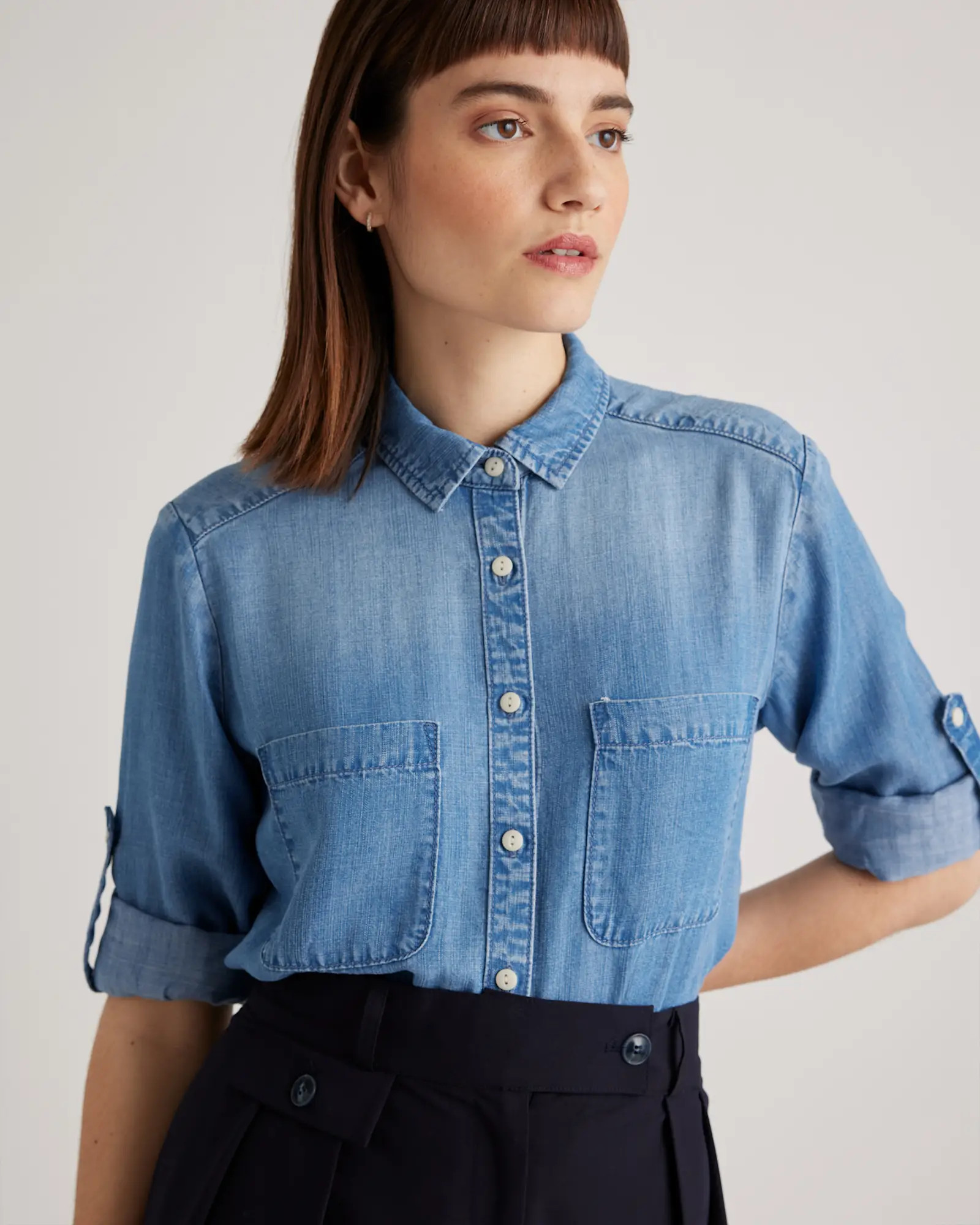 Chambray Tencel Long Sleeve Shirt | Quince