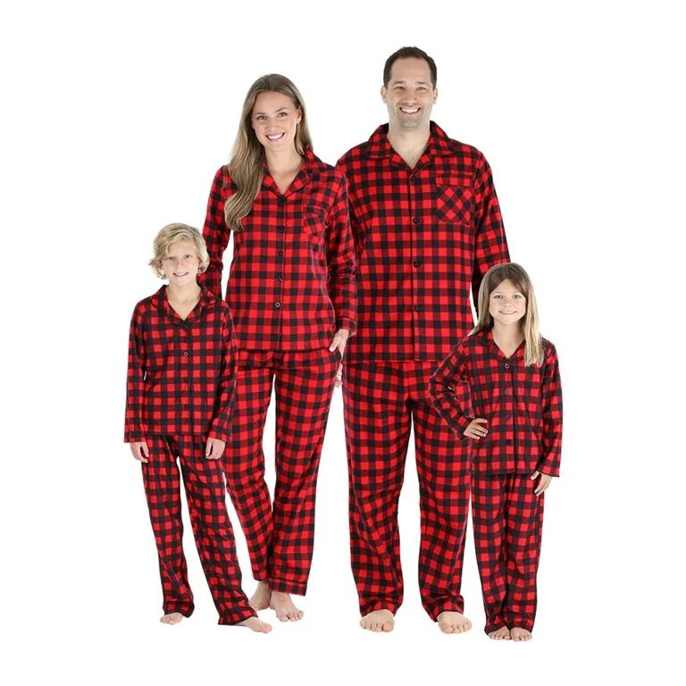 SleepytimePJs Matching Family Christmas Buffalo Plaid Flannel Pajama Sets - Walmart.com | Walmart (US)
