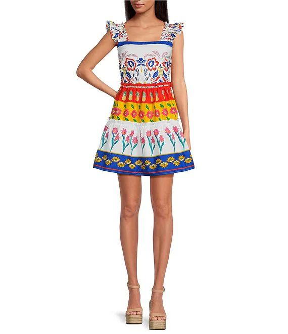 SugarlipsMixed Print Square Neck Sleeveless Ruffle Tiered Dress | Dillard's