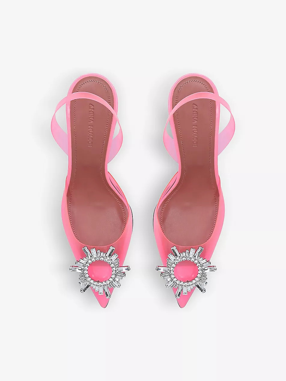AMINA MUADDI Begum Glass crystal-embellished PVC courts | Selfridges