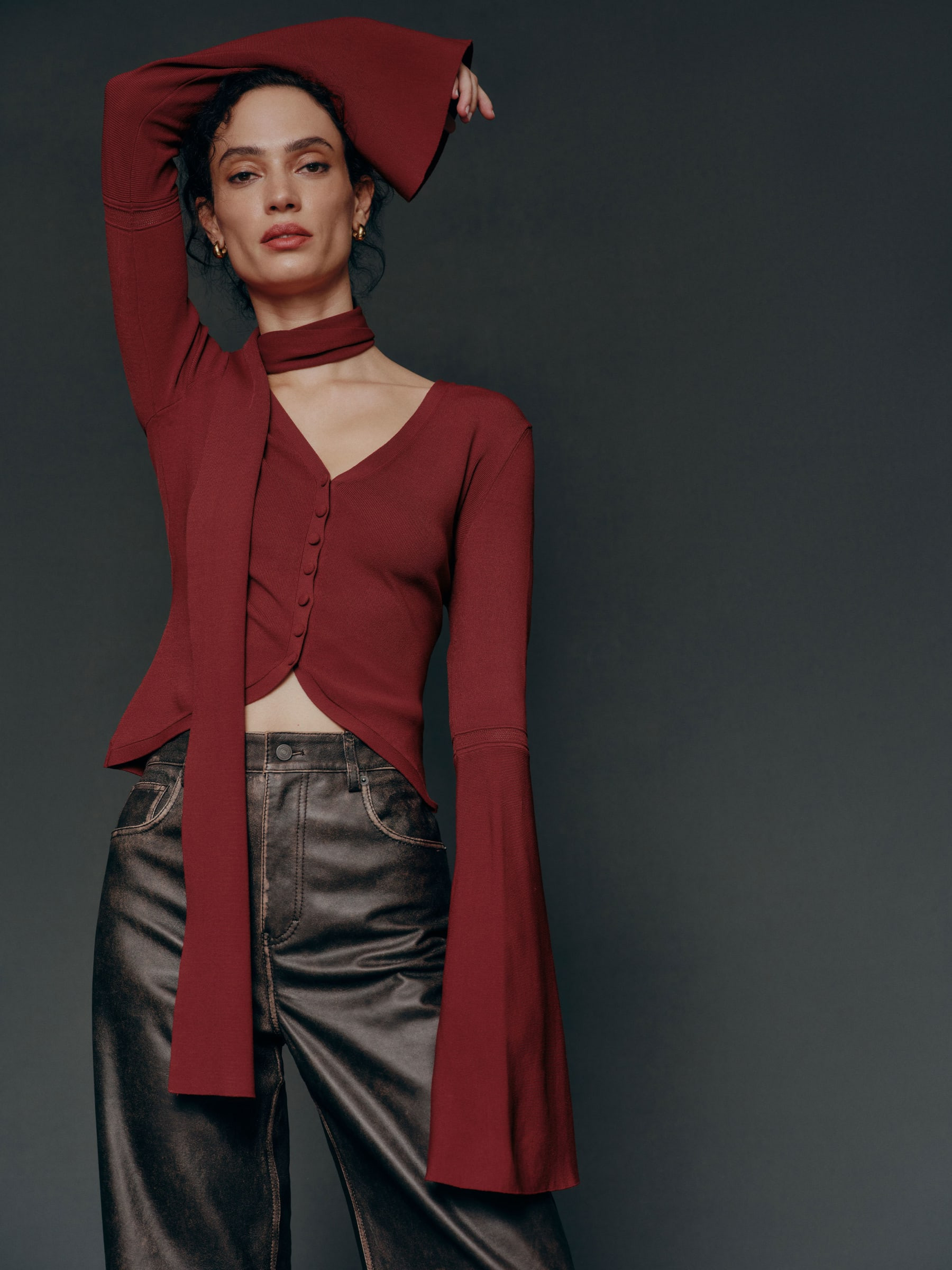 Sage Bell Sleeve Cardigan | Reformation (Global)