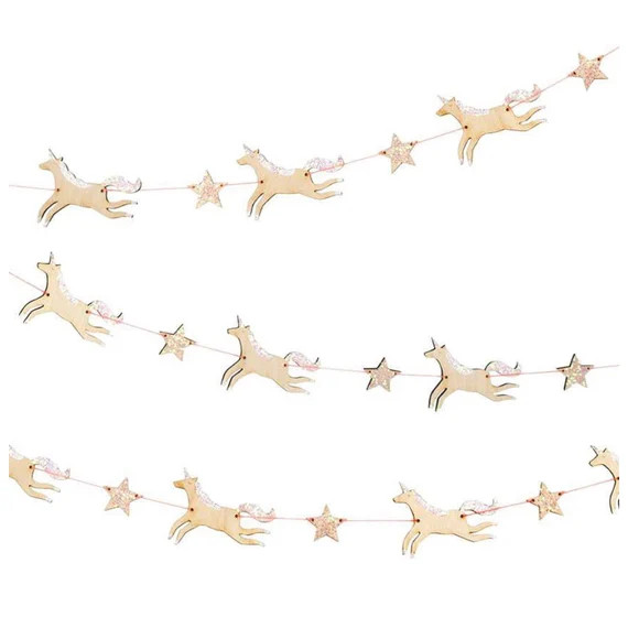 Wooden Glitter Unicorn Garland 8.35ft | Unicorn Birthday Party | Girl Birthday Party | Unicorn Wa... | Etsy (US)