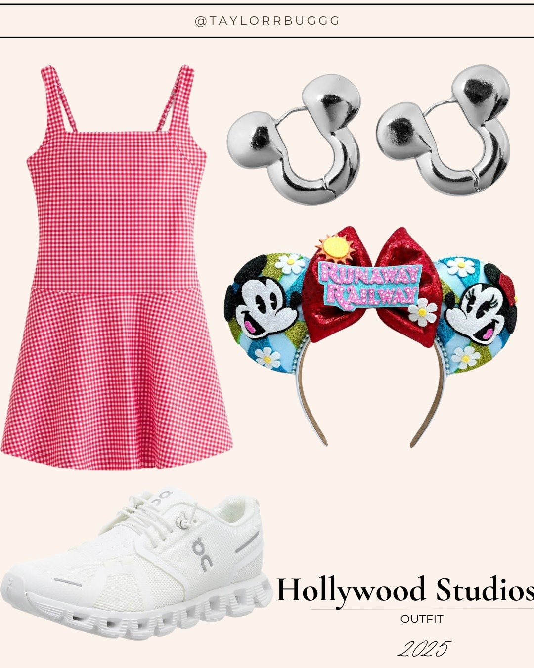 Hollywood Studios ready in the cutest park day look!
This red gingham dress from Abercrombie is giving classic Disney vibes and is so comfy for all-day exploring. Paired it with my go-to On Cloud sneakers (a must for walking the parks), the cutest handmade ears from Etsy, and Mickey hoops from the Disney Store to tie it all together!

Shop the look:
	•	Abercrombie dress
	•	On Cloud sneakers
	•	Etsy Minnie & Mickey ears
	•	Mickey earrings (Disney Store)

#DisneyOutfitInspo #HollywoodStudiosLook #DisneyStyle #DisneyEars #ParkDayOutfit #LTKTravel #AbercrombieStyle #OnCloudShoes #DisneyOOTD #GinghamDress #EtsyFinds #LTKDisney

#LTKStyleTip #LTKTravel