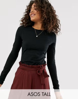 ASOS DESIGN Tall ultimate slim fit T-shirt with long sleeves in organic cotton in black | ASOS (Global)