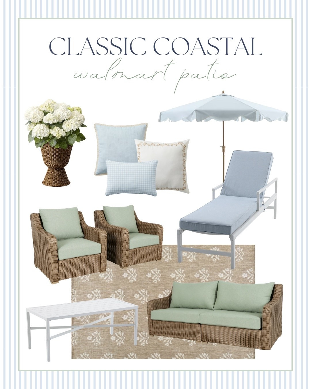 We are adding on a covered porch to our patio and this is the classic coastal vibe I am going for - all from Walmart! 

Walmart home, Walmart furniture, Walmart decor, Walmart patio furniture, outdoor patio, Grandmillennial style, Grandmillennial decor

#LTKHome