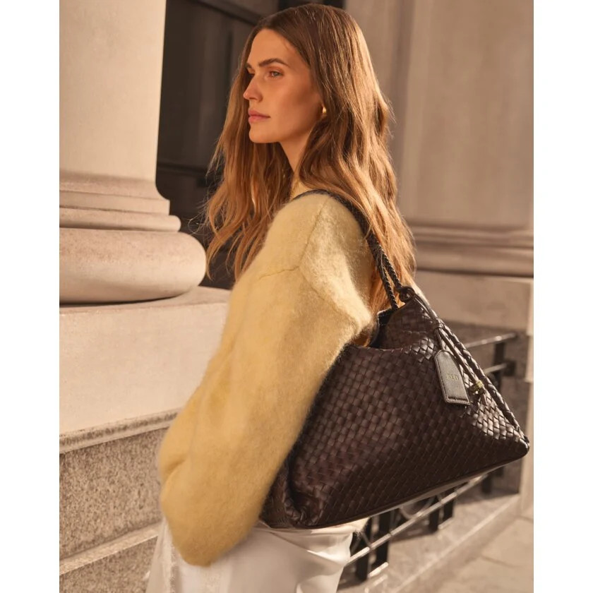 Nova Hand Woven Large Shoulder Bag in Chocolate | Katie Loxton Ltd. (UK)
