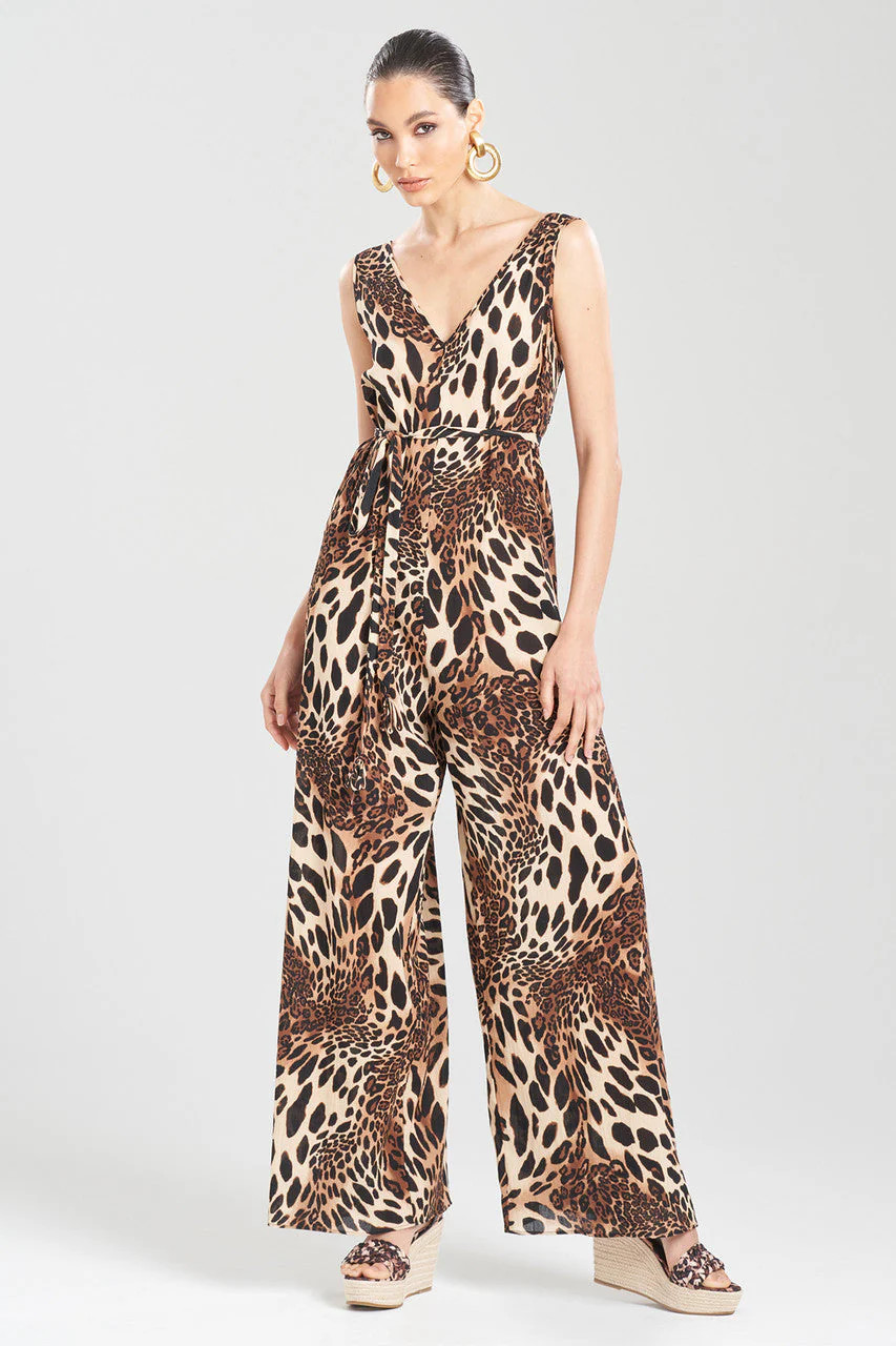Buy Luxe Leopard Cotton Gauze Jumpsuit in Chestnut Online | NATORI | Natori