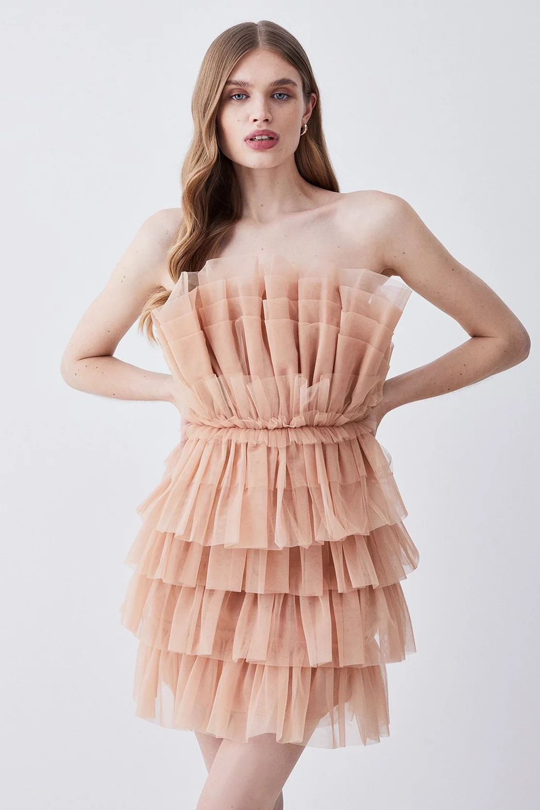 Layered Tulle Woven Mini Dress | Karen Millen UK + IE + DE + NL