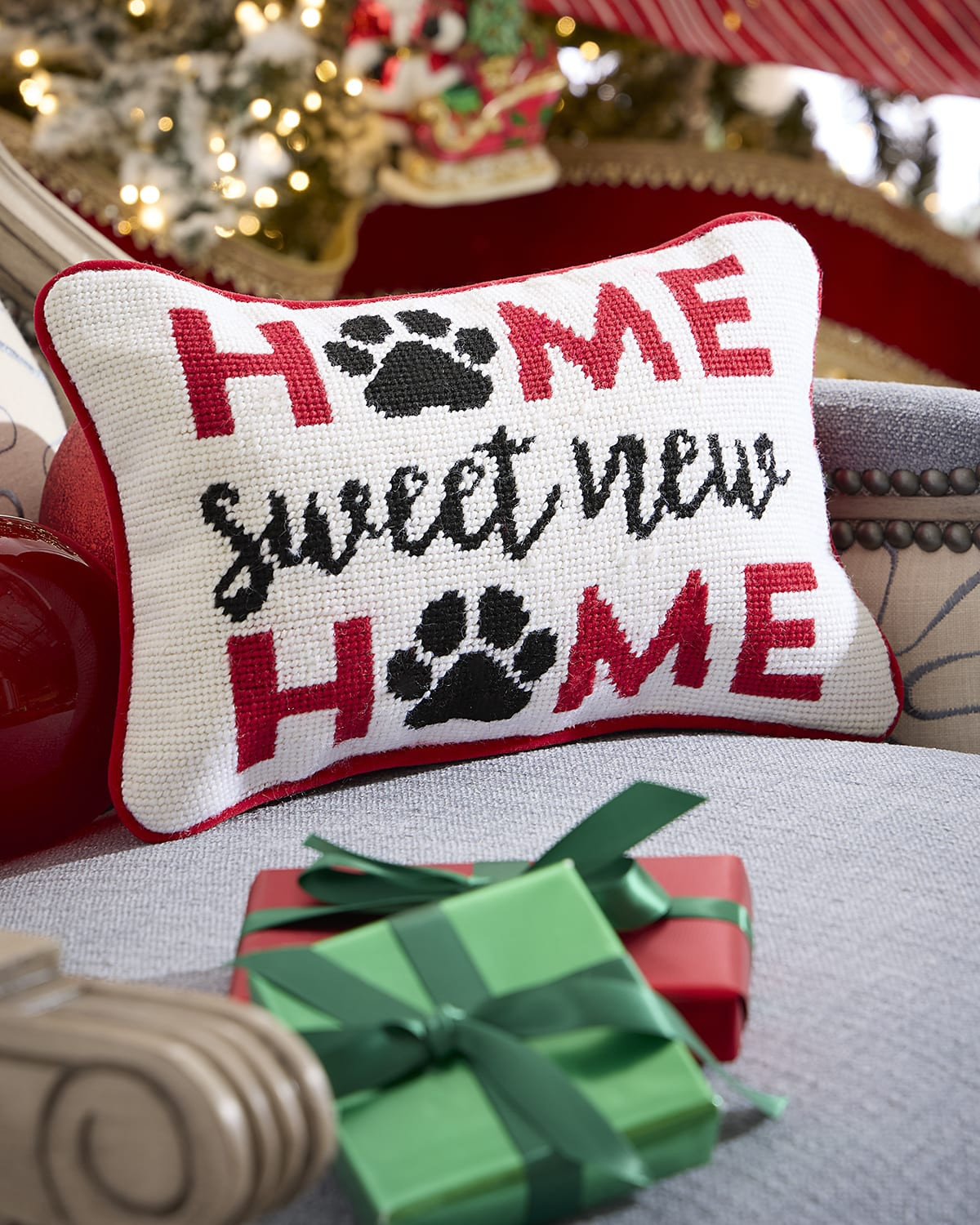 Home Sweet New Home Needlepoint Pillow, 8" x 12 | Neiman Marcus