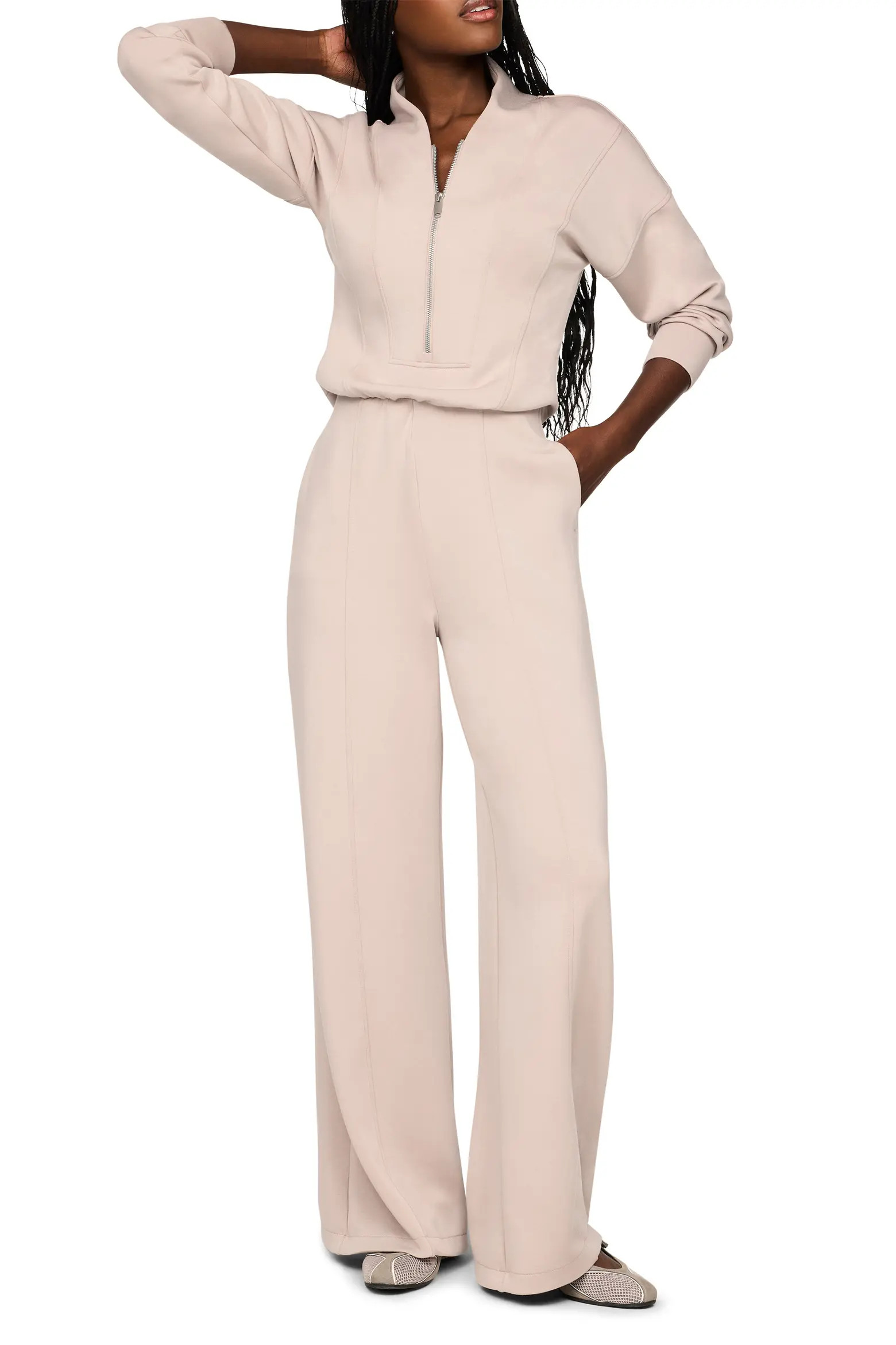 SPANX\u00ae AirEssentials\u00ae Long Sleeve Shawl Collar Jumpsuit (Women) | Nordstrom | Nordstrom