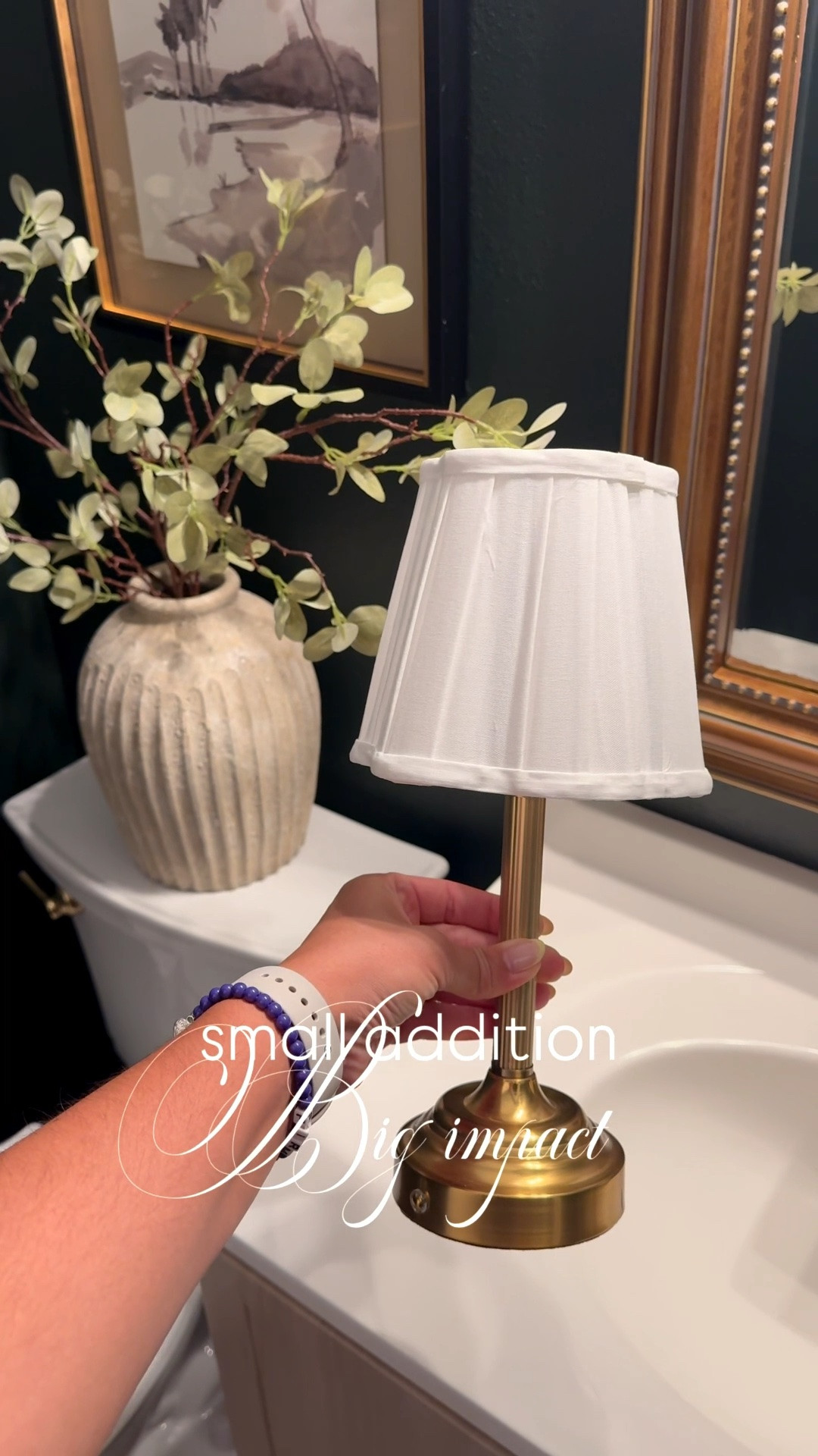 The cutest little Walmart find! Love this rechargable lamp in my powder bath for some ambiance ✨ 

Walmart home decor, powder bath, guest bathroom, master bathroom, moody bathroom, Walmart home finds

#LTKHome
