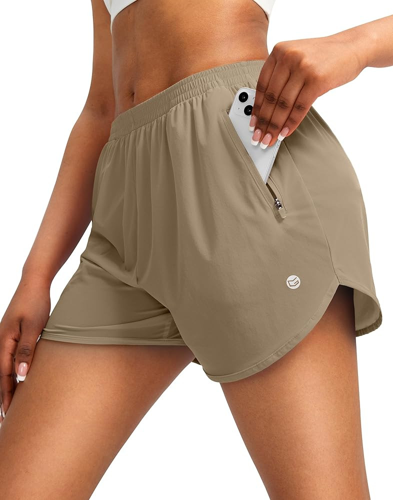 G Gradual Women's Running Shorts with Zipper Pockets Quick Dry Athletic Workout Gym 3" Shorts for... | Amazon (US)
