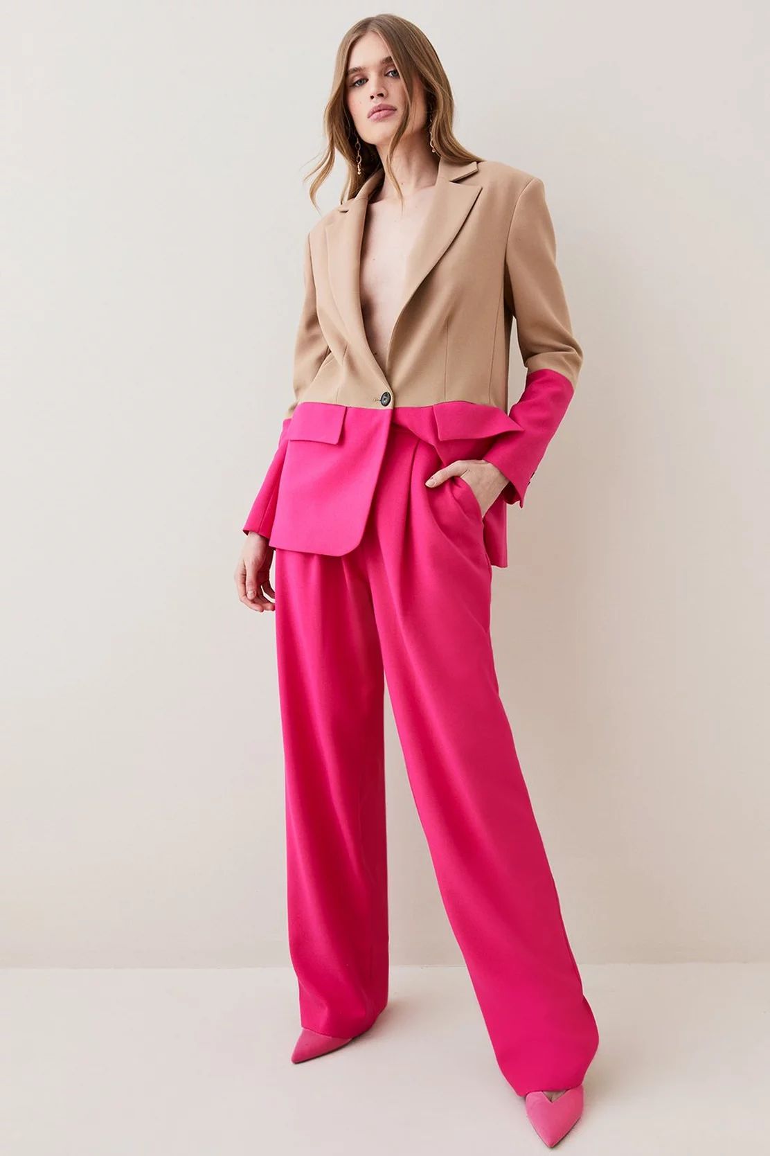 Compact Stretch Wide Leg Pants | Karen Millen US