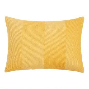 Yellow Angled Corduroy Velvet Lumbar Pillow | World Market