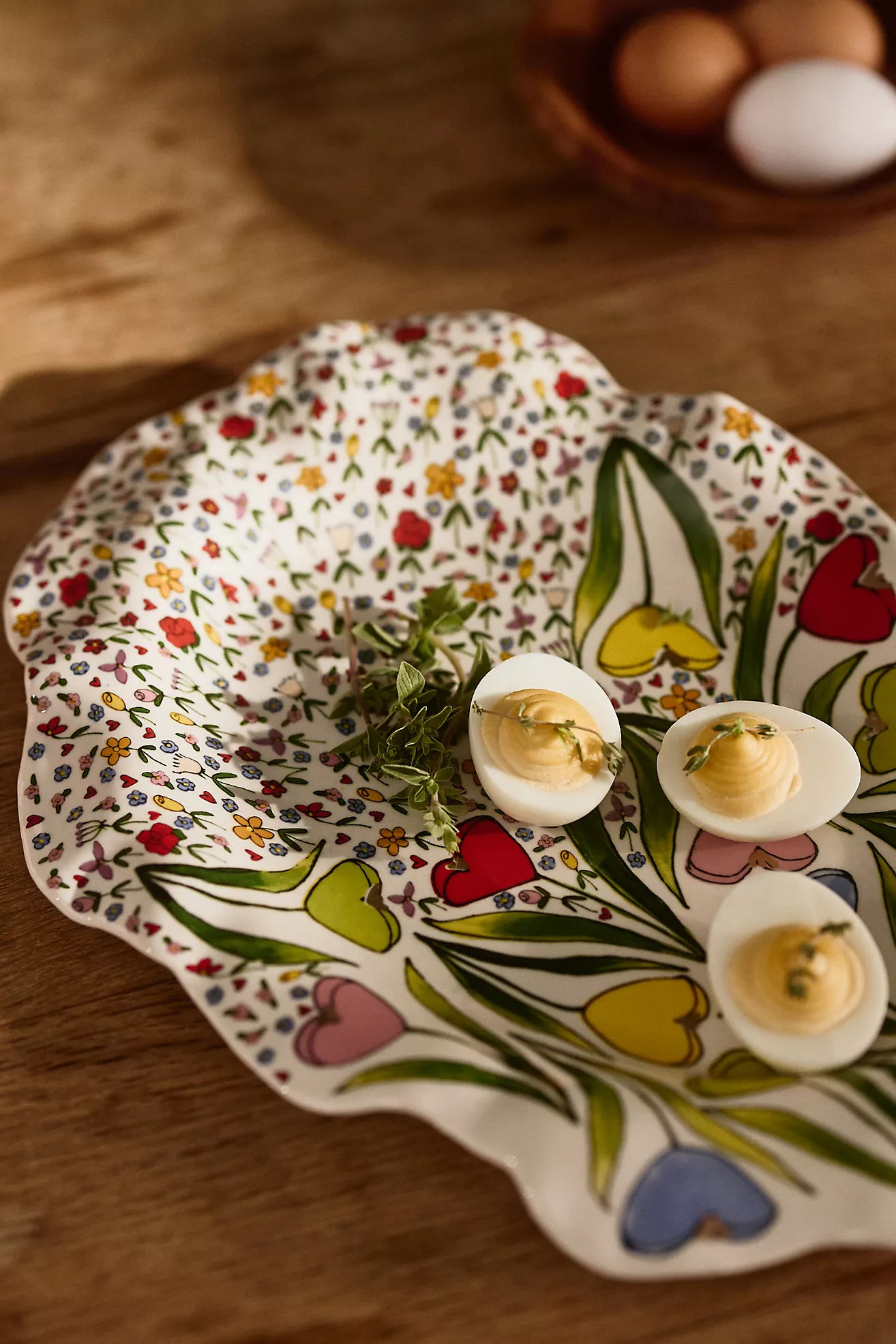 The Mud Fairy Blooming Hearts Stoneware Platter | Anthropologie (US)