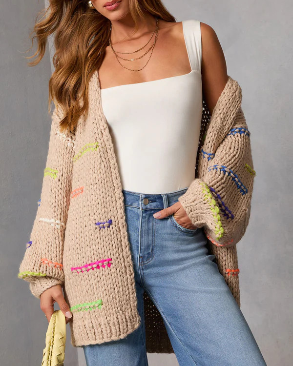 Lima Multi Color Stitch Knit Cardigan | VICI
