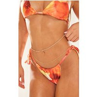 Gold Jewelled & Twist Layered Belly Chain, Yellow | PrettyLittleThing UK