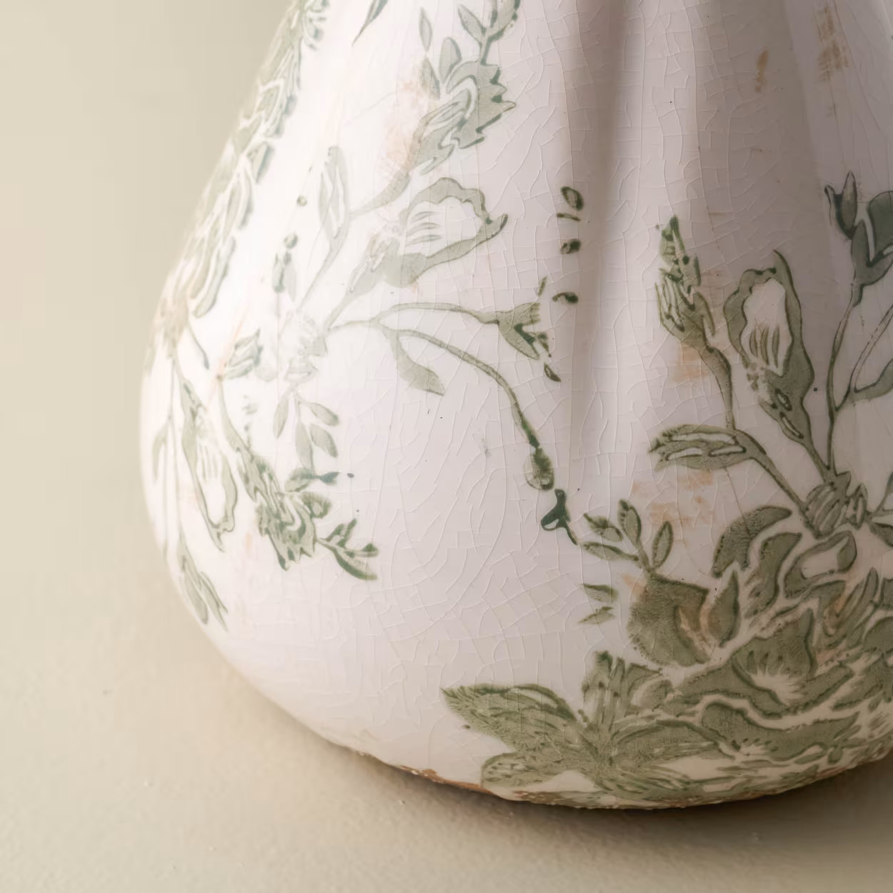 Fluted Green and White Distressed Vase | Magnolia