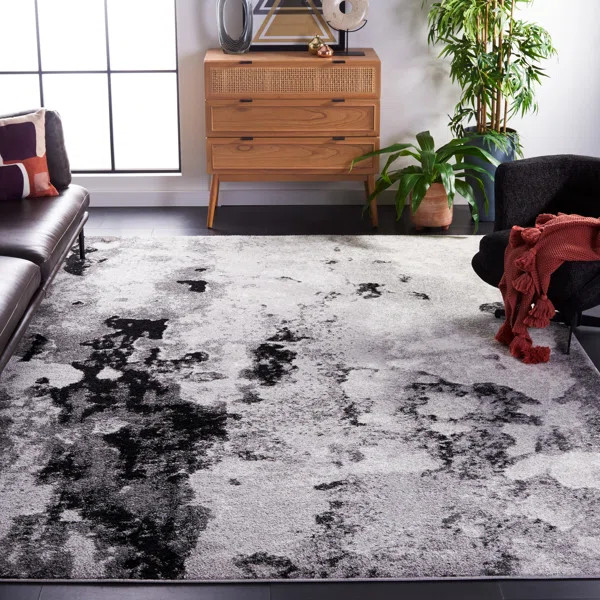 Mabry Abstract Area Rug in Gray/Black | Wayfair North America