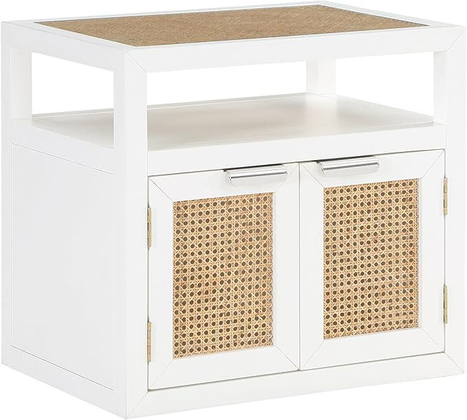 Meridian Furniture 797White-NS Cole Collection Mid-Century Modern Night Stand with Natural Cane T... | Amazon (US)