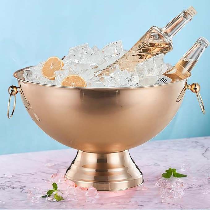 Large Stainless Steel Champagne Bucket, 15.8" Ice Bucket for Wine, Beer, Drinks, Double Handle Pu... | Amazon (US)