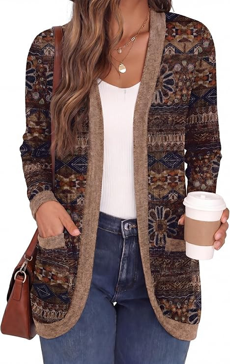 GRECERELLE Womens Long Sleeve Open Front Cardigan Casual V-Neck Curved Hem Ribbed Knit Sweater Ou... | Amazon (US)