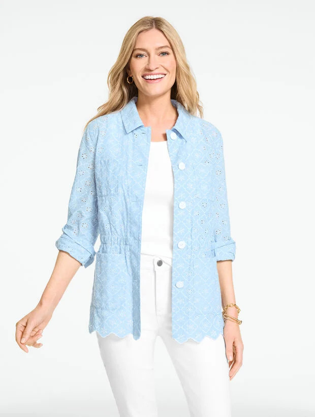 Summer Tile Eyelet Utility Jacket | Talbots