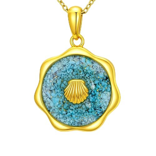 Dorunmo Scallop Shell Necklace for Women, 14K Gold Plated Seashell Pendant with Blue Crushed Turquoise, Nautical Ocean Beach Jewelry, Birthday Graduation Gifts for Mermaid Lovers Her | Amazon (US)