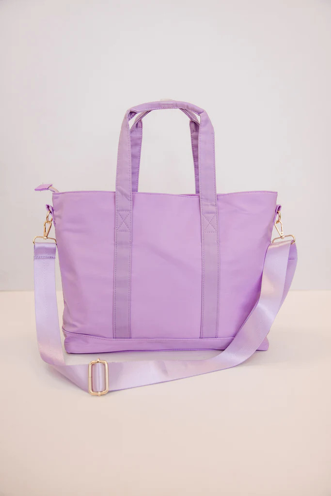 All You Need Lilac Varsity Tote | The Mint Julep Boutique