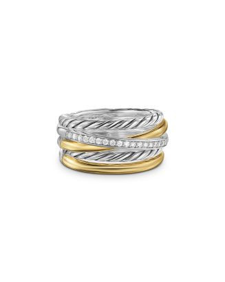 David Yurman Crossover Five Row Ring in Sterling Silver with 18K Yellow Gold and Diamonds, 11mm  ... | Bloomingdale's (US)