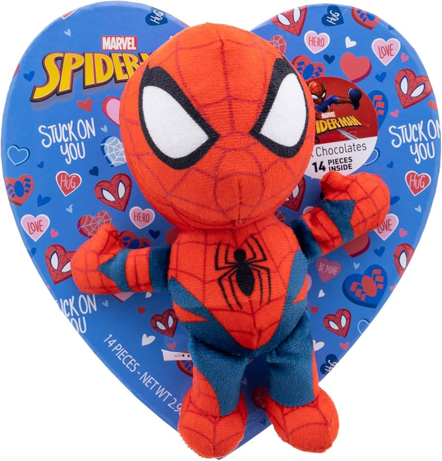 Spiderman Heart Box with Plush, Marvel Chocolate Candy Assortment, Valentine’s Day Gift for Boy... | Amazon (US)
