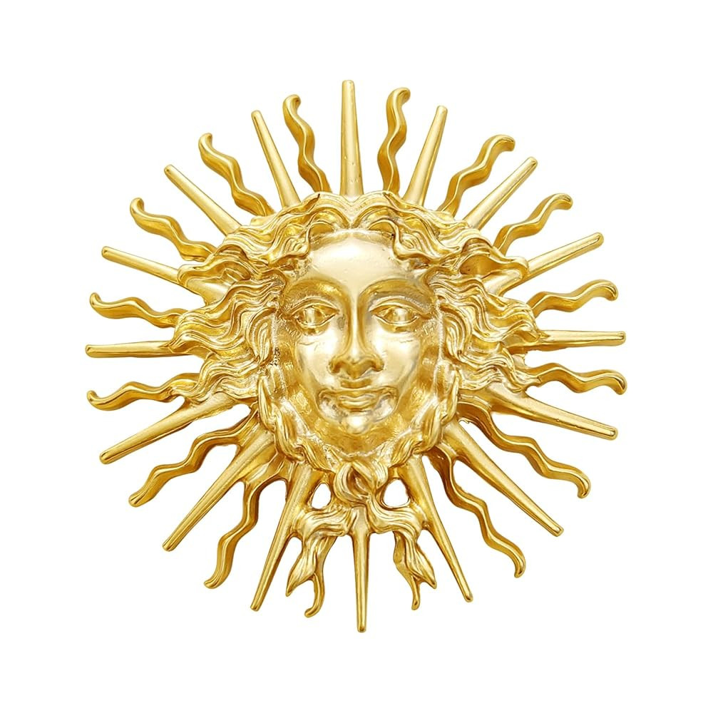 Gold Sun Brooch Pins for Women Men Vintage Yellow Sun Cameo Lapel Pin Blazer Dress Collar Costume... | Amazon (US)