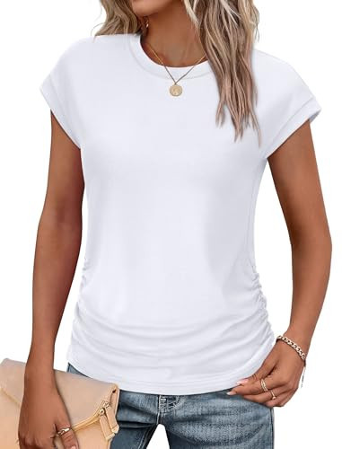 White T Shirts for Women Short Sleeve Womens Tops Dressy Casual Ladies Blouses Summer Clothes Plus Size 2026 XXL | Amazon (US)