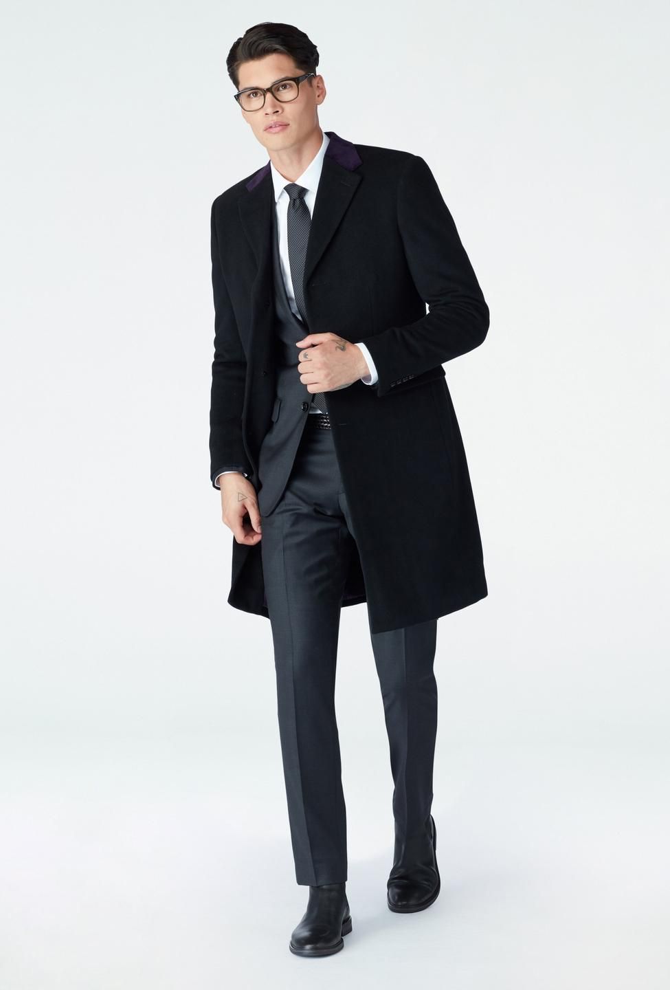 Huntley Black Chesterfield Overcoat | Indochino