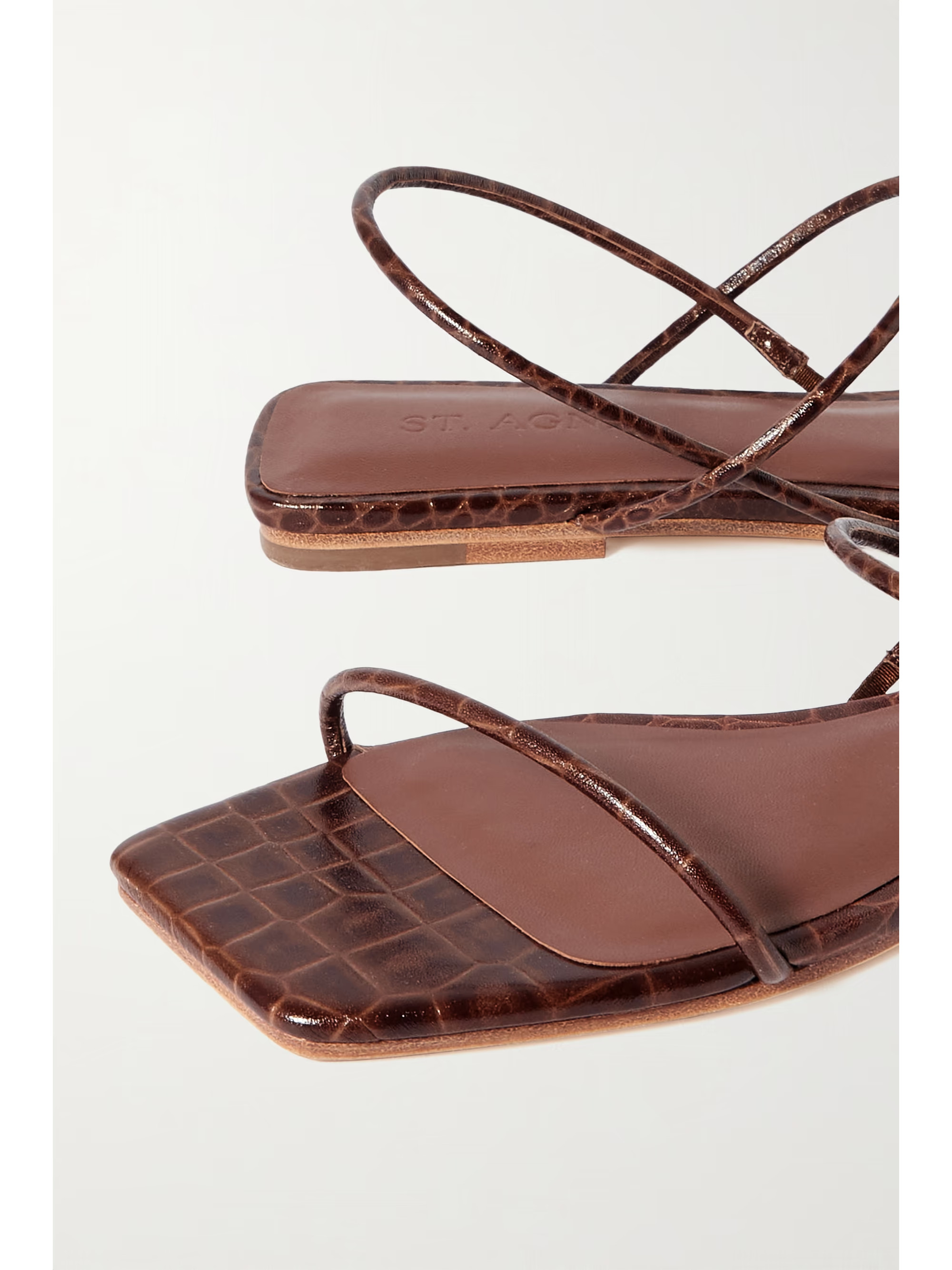 + NET SUSTAIN Pina croc-effect leather slingback sandals | NET-A-PORTER (US)