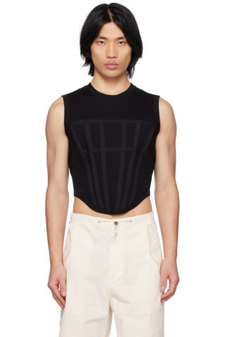 Black Curved Hem Tank Top | SSENSE