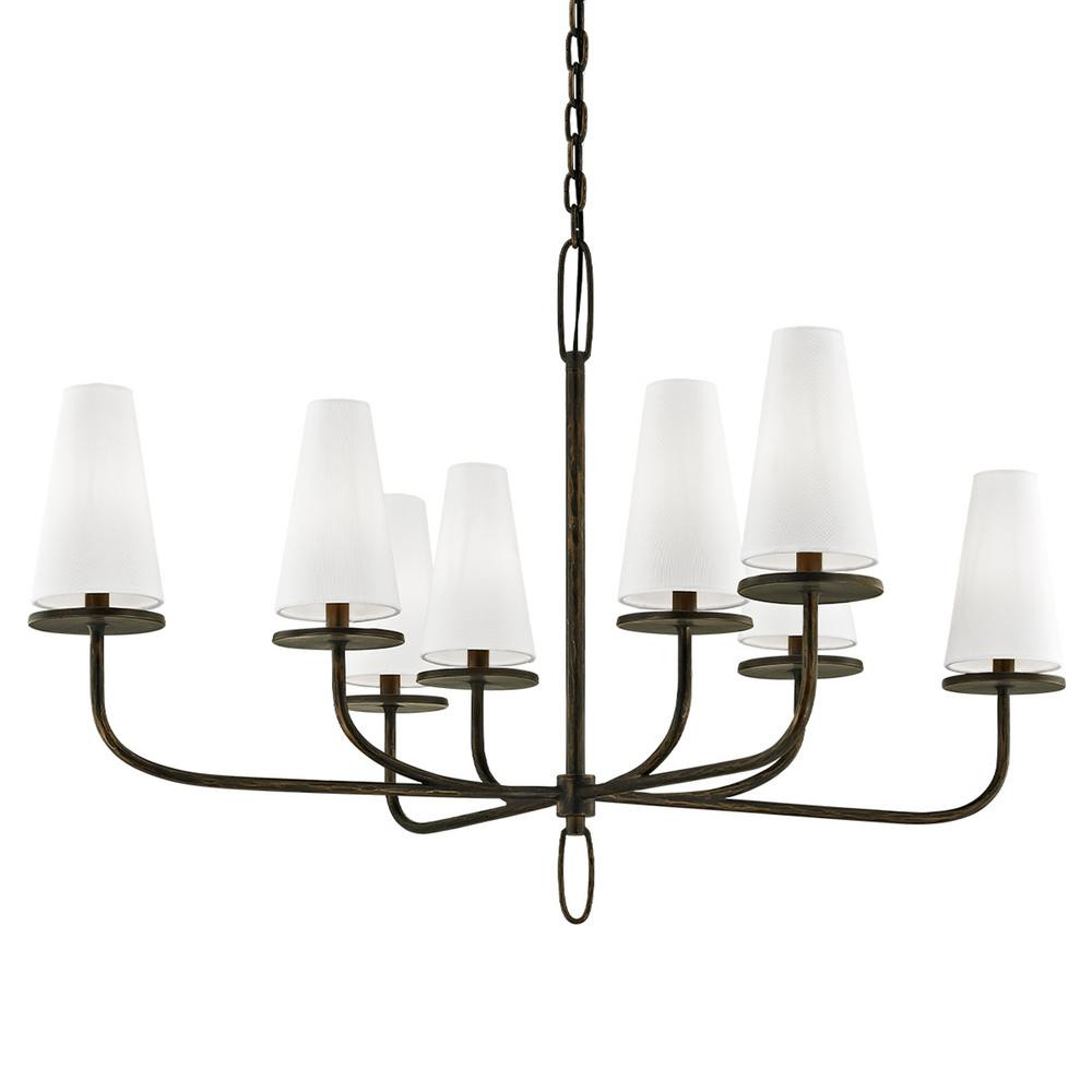 Troy Lighting Marcel 8-Light Pompeii Bronze 43.25 in. D Chandelier with Off-White Hardback Cotton Sh | The Home Depot