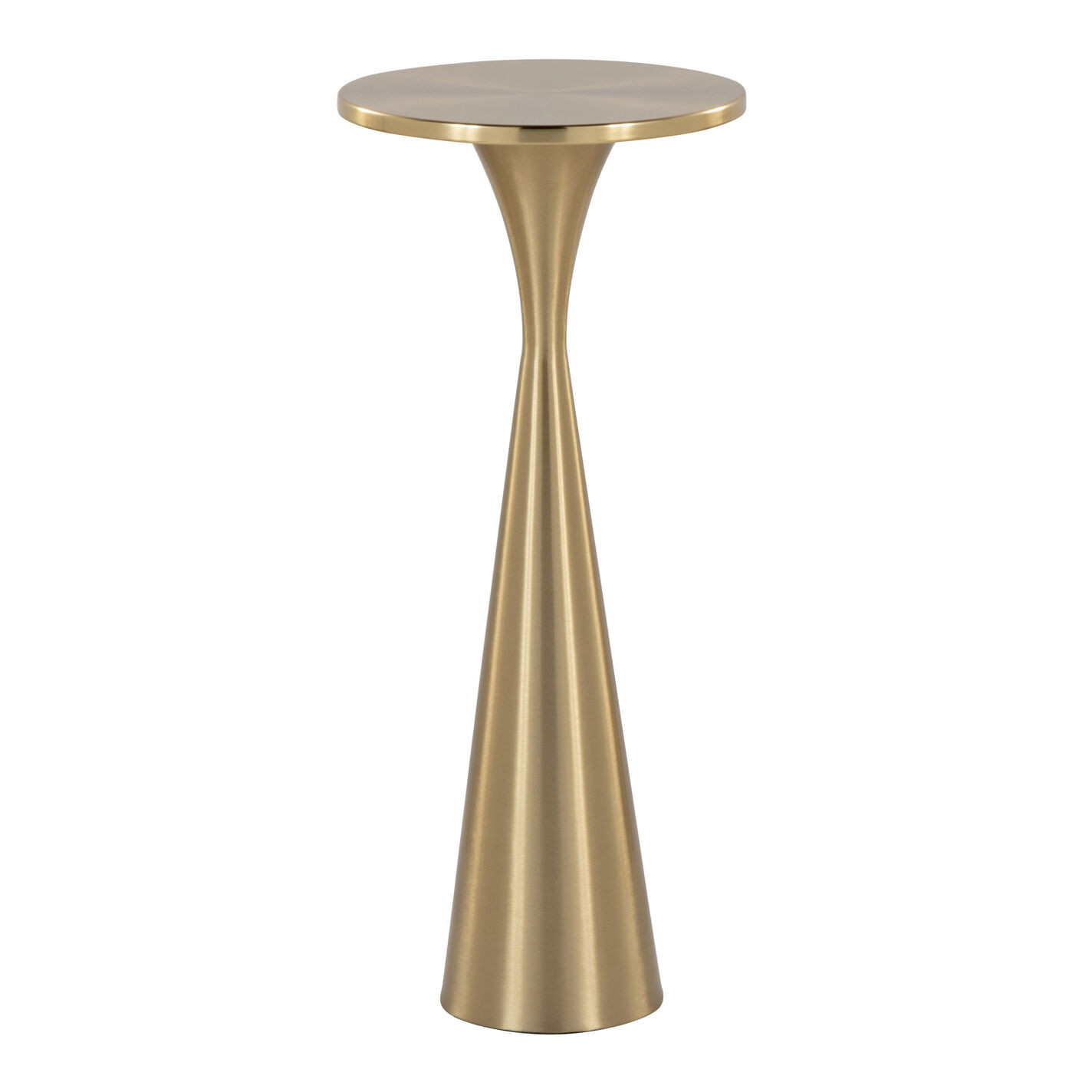 Hutton Round Metal Hourglass Pedestal End Table | World Market