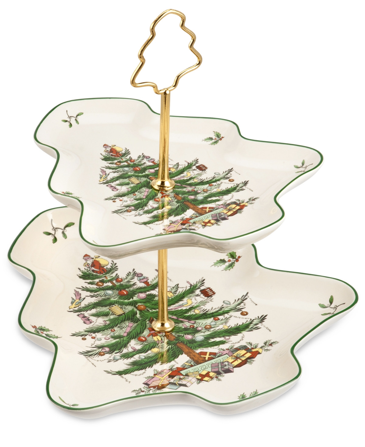 Spode Christmas Tree Sculpted 2-Tiered Server | Macy's