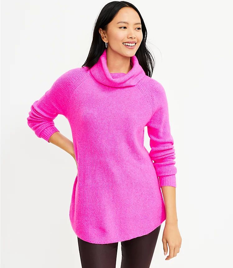 Cowl Neck Shirttail Tunic Sweater | LOFT