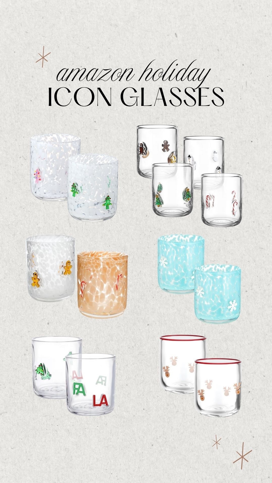 Anthro inspired holiday icon glasses from Amazon!! 🎄🎅🏼

#LTKHoliday #LTKHome #LTKGiftGuide