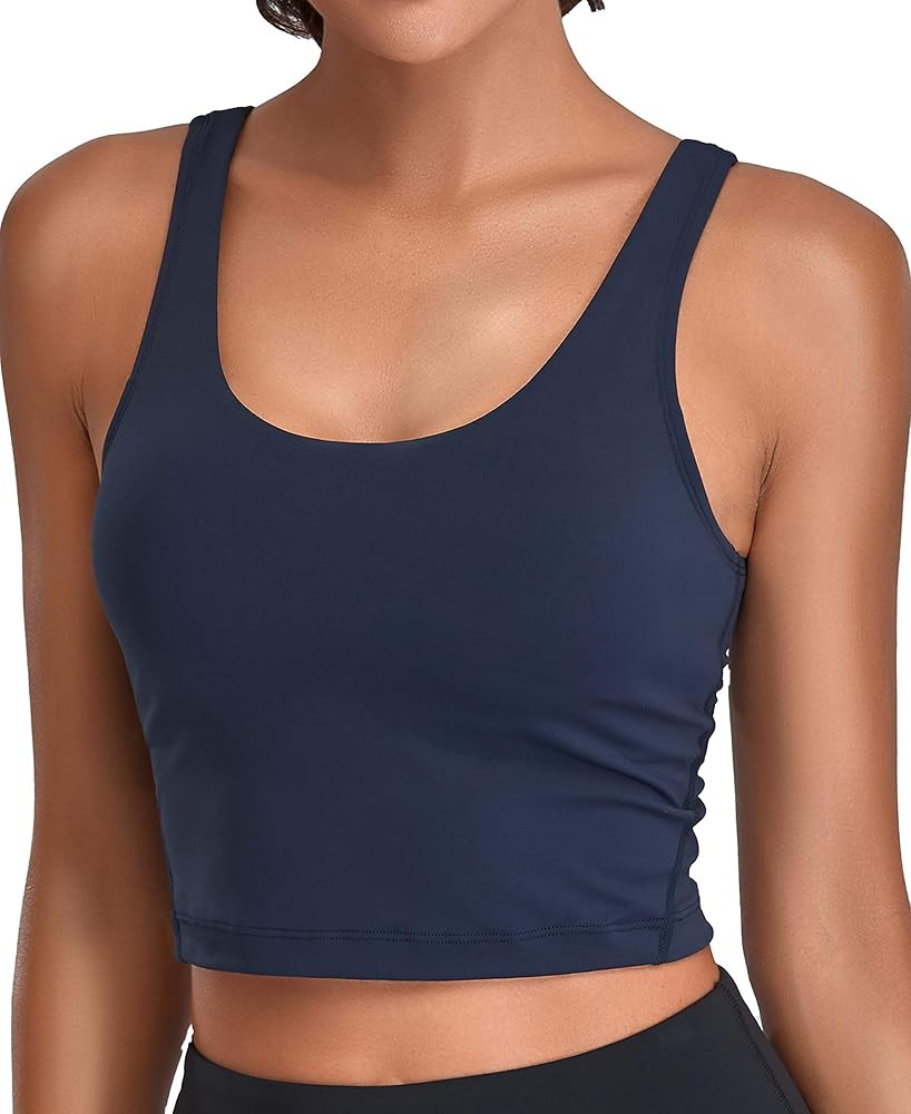 Sports Bra Womens Longline Padded Crop Tank Yoga Bras Workout Fitness Top | Amazon (US)