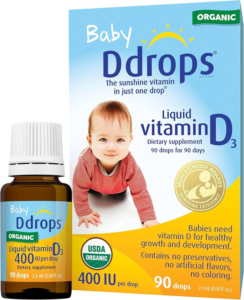 Ddrops Organic Baby 400 IU 90 Drops - Daily Vitamin D Liquid for Infants. Supports Teeth & Bone H... | Amazon (US)
